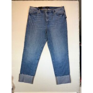 Banana Republic Slouch Jean Tall Women's 34 18 Blue Denim Cuffed Distressed